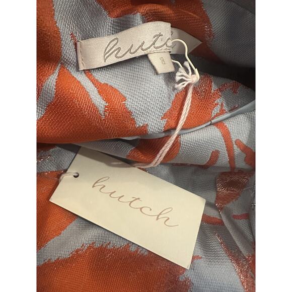 NWT Hutch High Low Spaghetti Strap Satin Midi Dress Pleated Gray Orange Size 8 - Picture 9 of 15